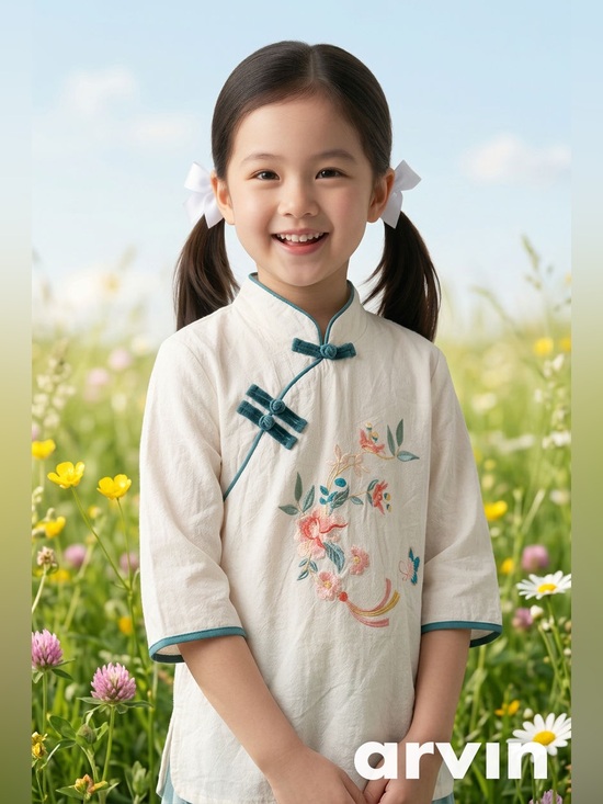 Other - Embroidered Floral Girls White Top
